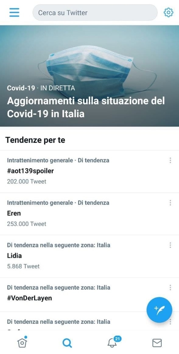 Tendenza Twitter Italia